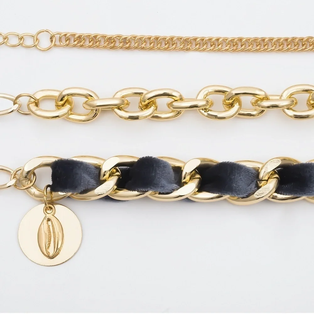 *IMOGEN* 3-Pc Gold Chain Fashion Bracelet Set